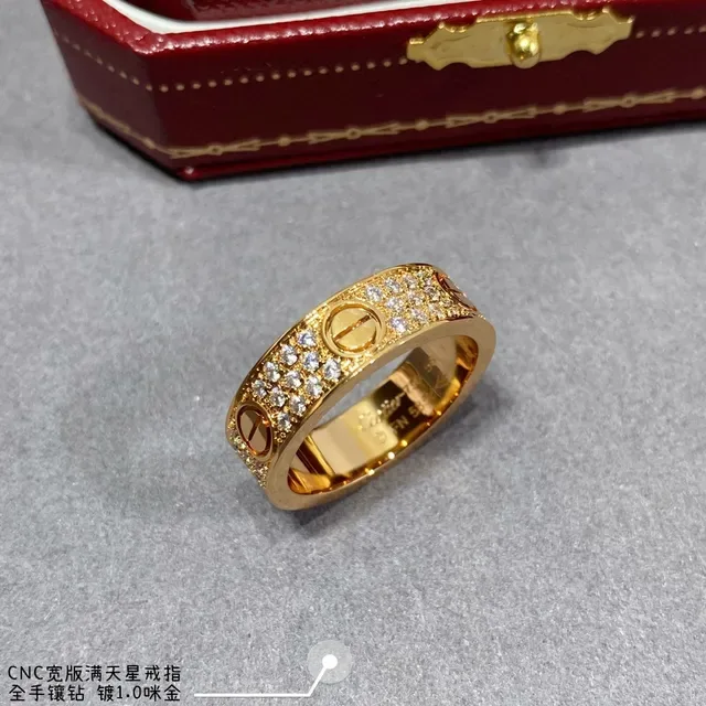 Cartier Juste un Clou চওড়া ব্যান্ড পাভে ডায়মন্ড রিং 5