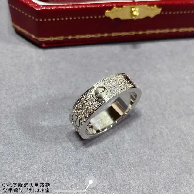 Cartier Juste un Clou চওড়া ব্যান্ড পাভে ডায়মন্ড রিং 6
