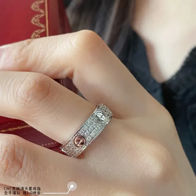 Cartier Juste un Clou চওড়া ব্যান্ড পাভে ডায়মন্ড রিং 7