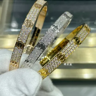 Cartier Love Bracelet Pavé Screw Motif Rigid Bangle Bracelets