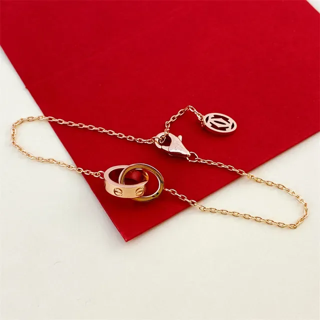Cartier Love Interlocking Rings Gold Bracelet 3