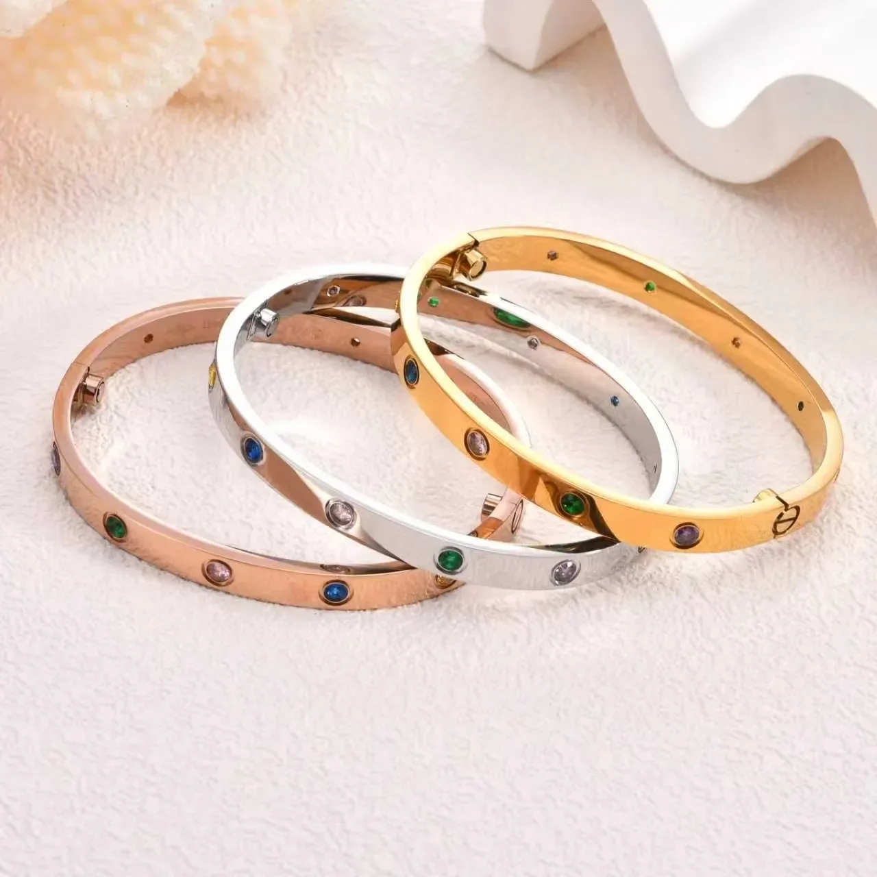 Cartier Love Multistone Screw-Motif Bangle Bracelet 2