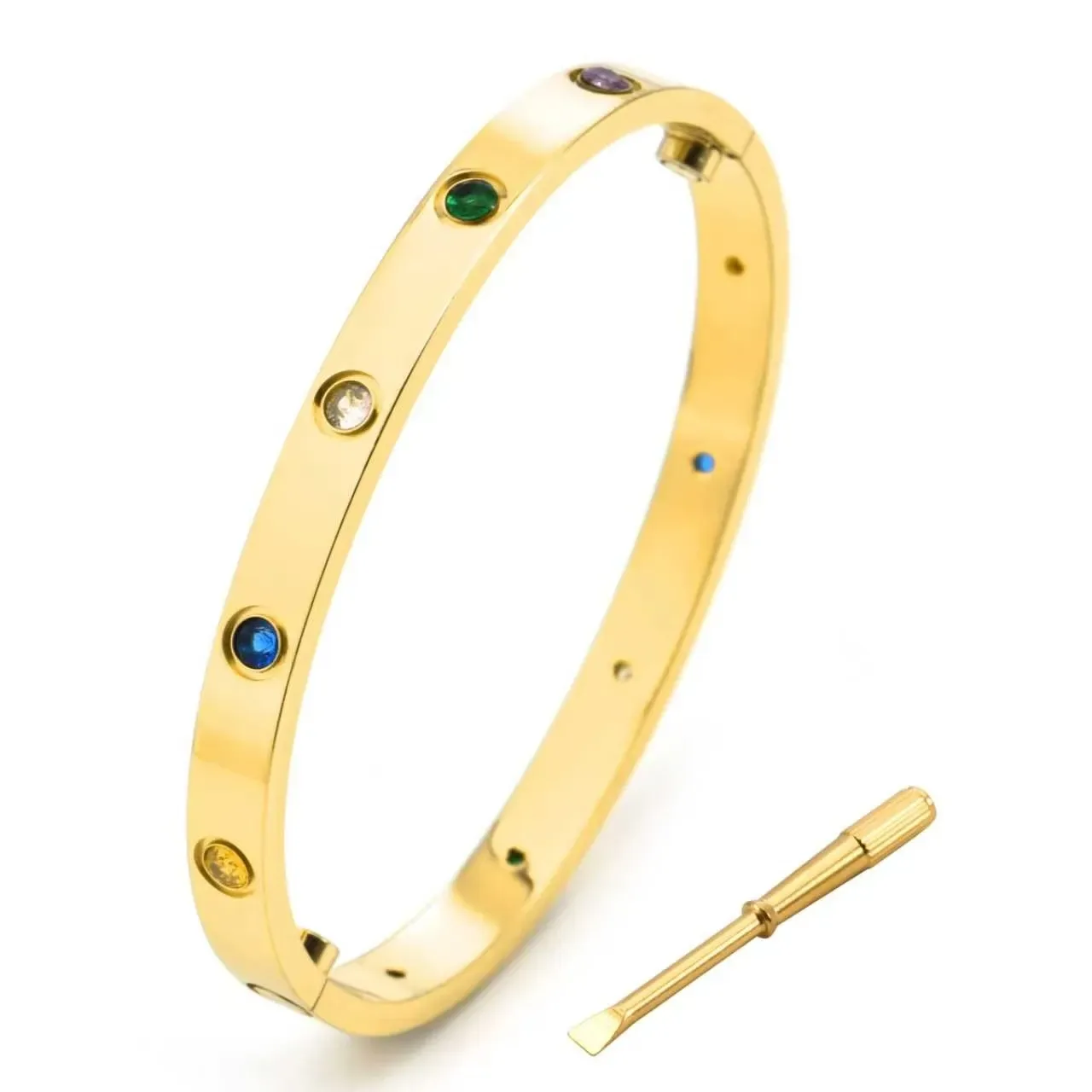 Cartier Love Multistone Screw-Motif Bangle Bracelet 3