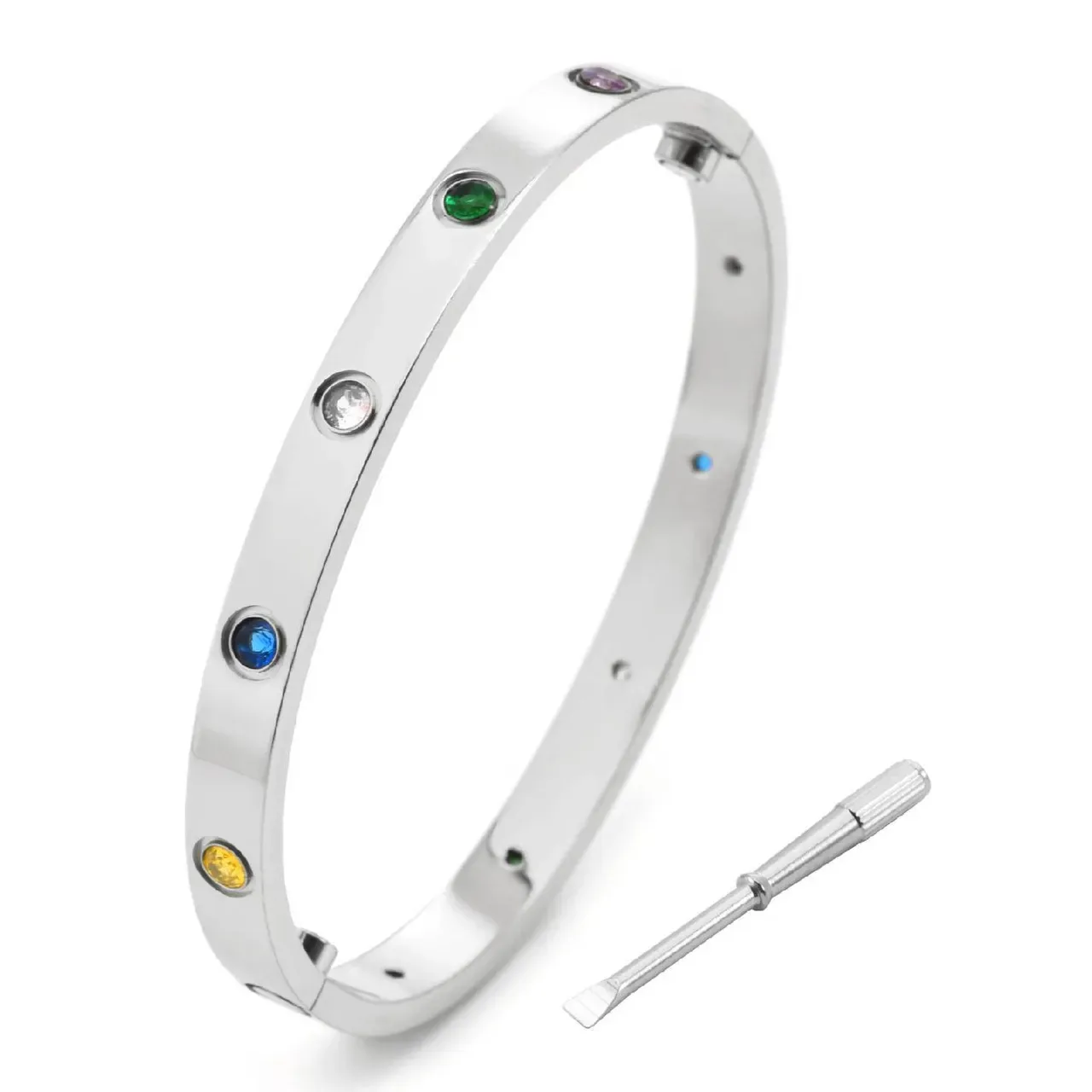 Cartier Love Multistone Screw-Motif Bangle Bracelet 4