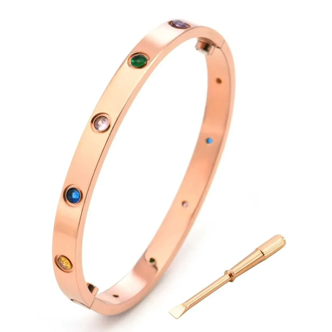 Cartier Love Multistone Screw-Motif Bangle Bracelet 5