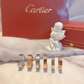 Cartier Love حلقة معدن مصقول حجر واحد حلقات قابلة للتراكب