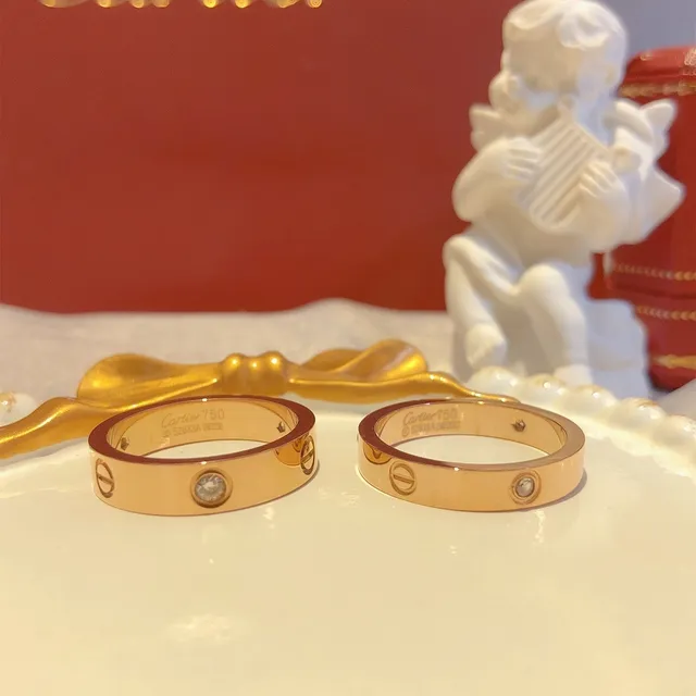 Cartier Love Ring Polished Metal Single-Stone Stackable Rings 5