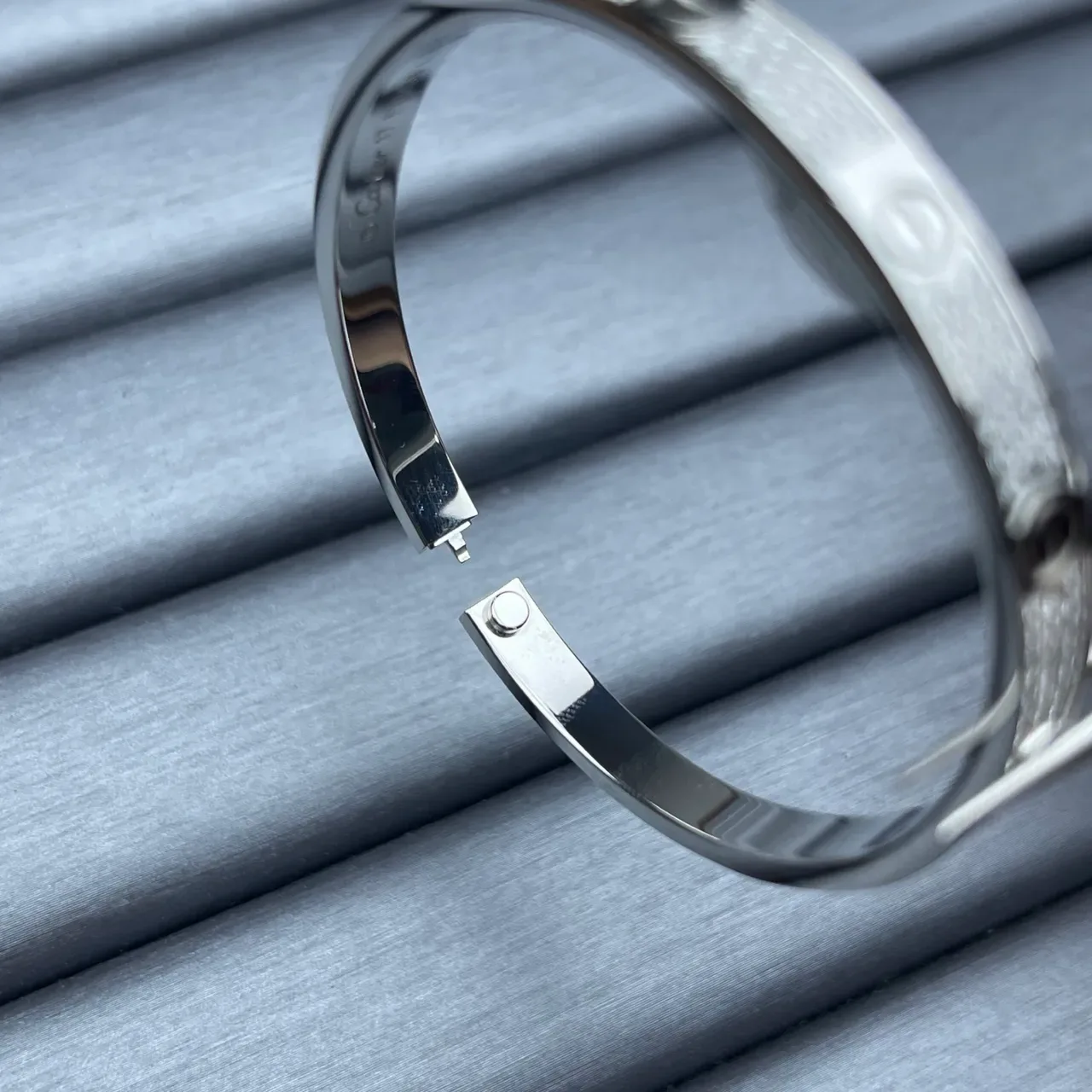 Cartier Love Silver Gold Hinged Bangle Pavé-Set Stones Bracelet 2