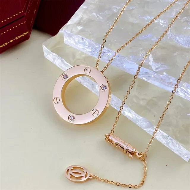 Cartier Love রুপো স্বচ্ছ স্ক্রু-সেট ওপেন সার্কেল পেন্ডেন্ট নেকলেস 2