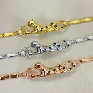 Cartier Panthère ذهبي نمط بانثر أسود نقاط مينا سوار