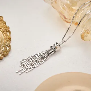 Cartier Panthère Silver Green Panther Head Motif Tassel Fringe Necklace