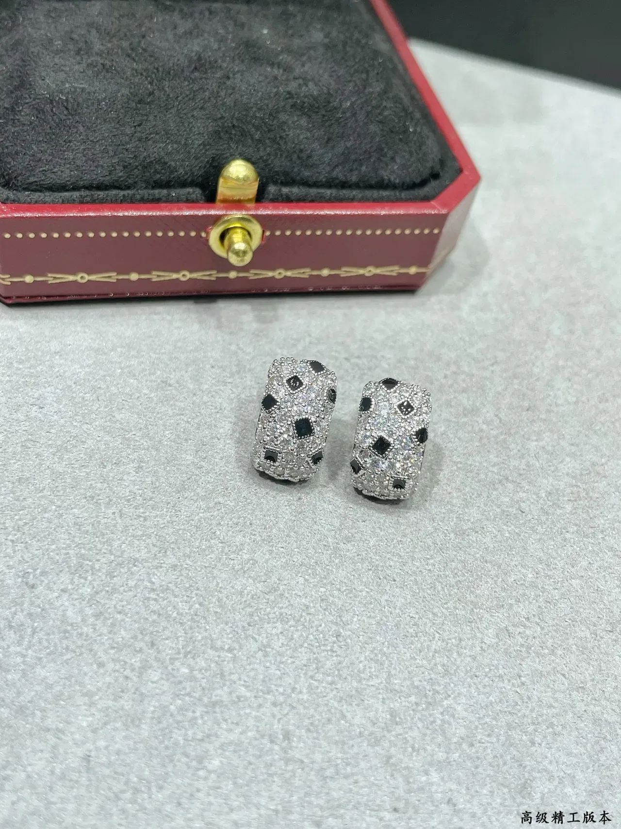 Cartier Silver Black Pavé-Set Geometric Inlays Earrings 5