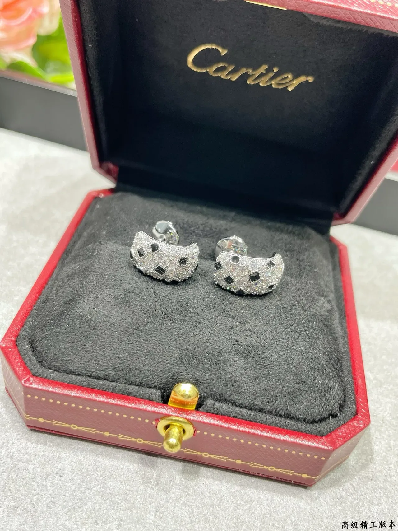 Cartier Silver Black Pavé-Set Geometric Inlays Earrings 6