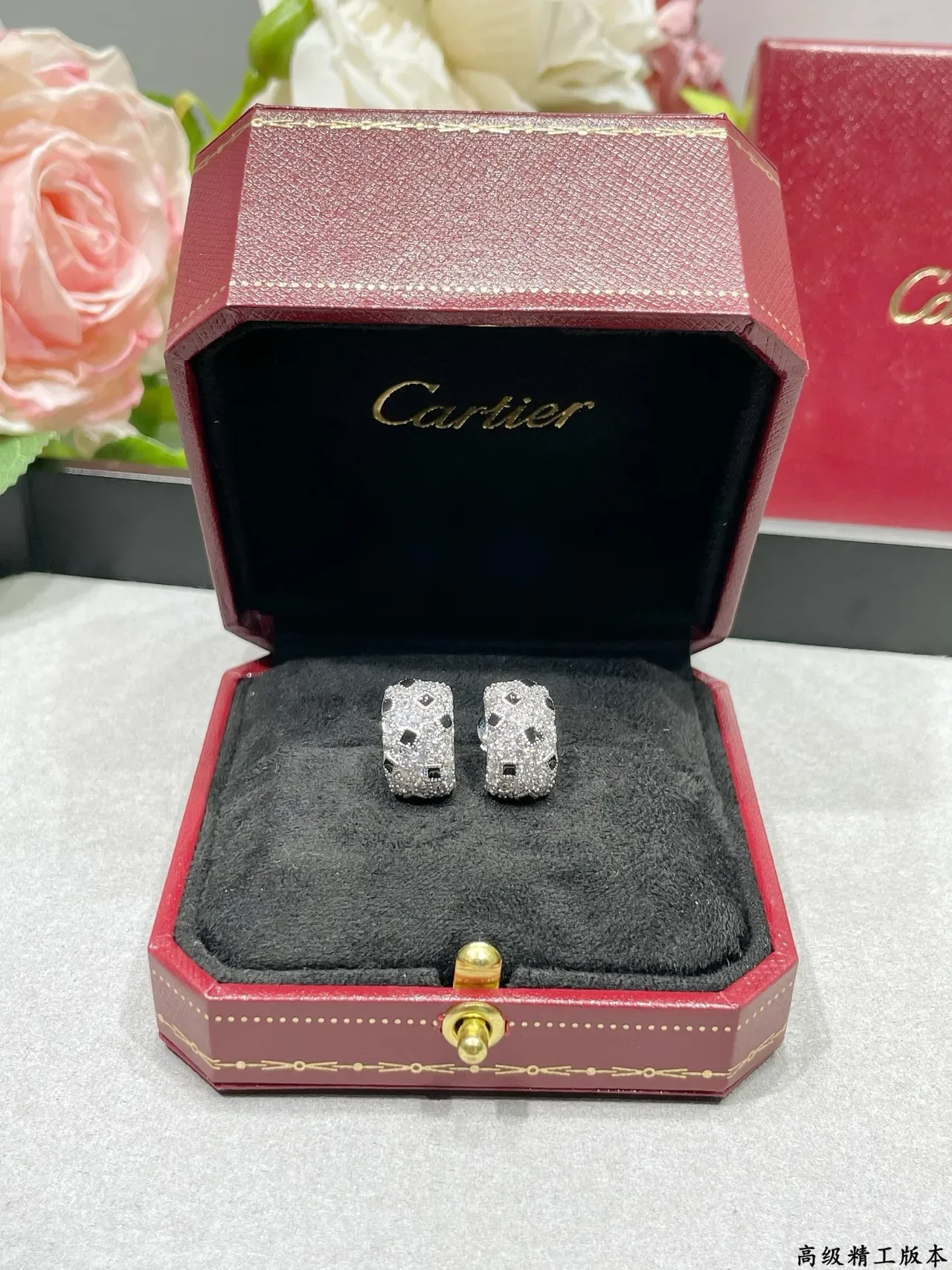 Cartier Silver Black Pavé-Set Geometric Inlays Earrings 7