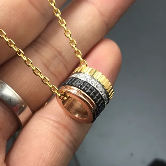 Cartier Trinity Gold Black Modular Cylindrical Pendant Multi-Tone Necklace 4