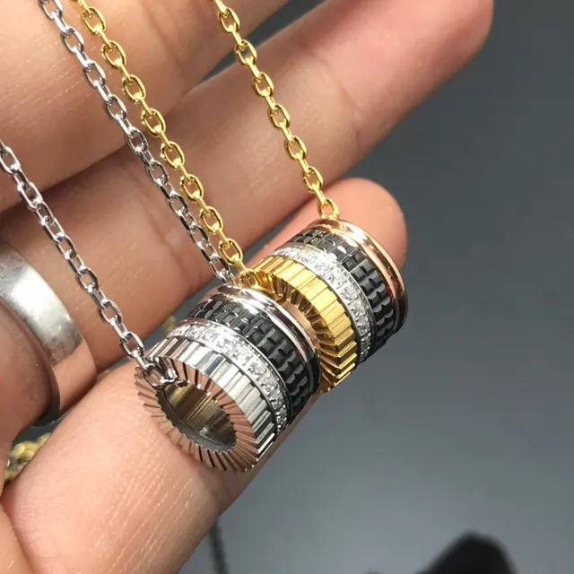 Cartier Trinity Gold Black Modular Cylindrical Pendant Multi-Tone Necklace 6
