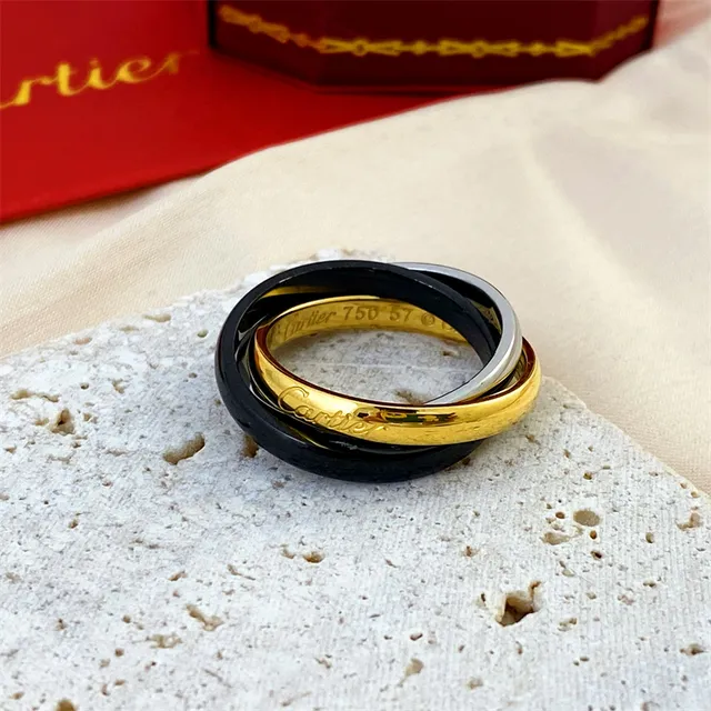 Cartier Trinity Gold Silver Interlocking Triple-Band Polished Metal Ring 2