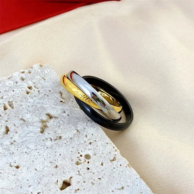 Cartier Trinity Gold Silver Interlocking Triple-Band Polished Metal Ring 3