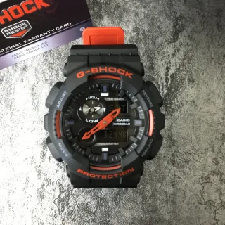 Casio G-Shock GA-100 Black and Orange Sports Watch