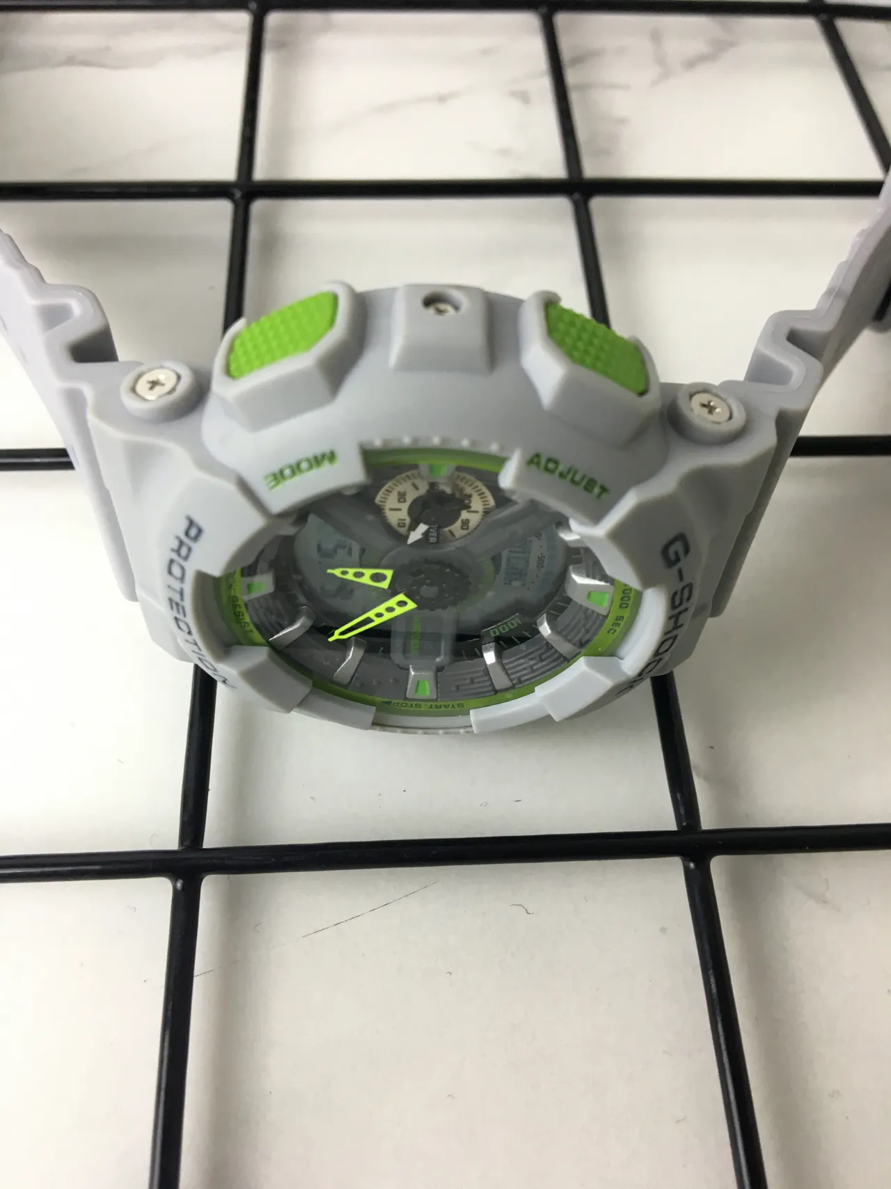 Casio G-Shock GA-100 Light Gray and Lime Green Sports Watch 4
