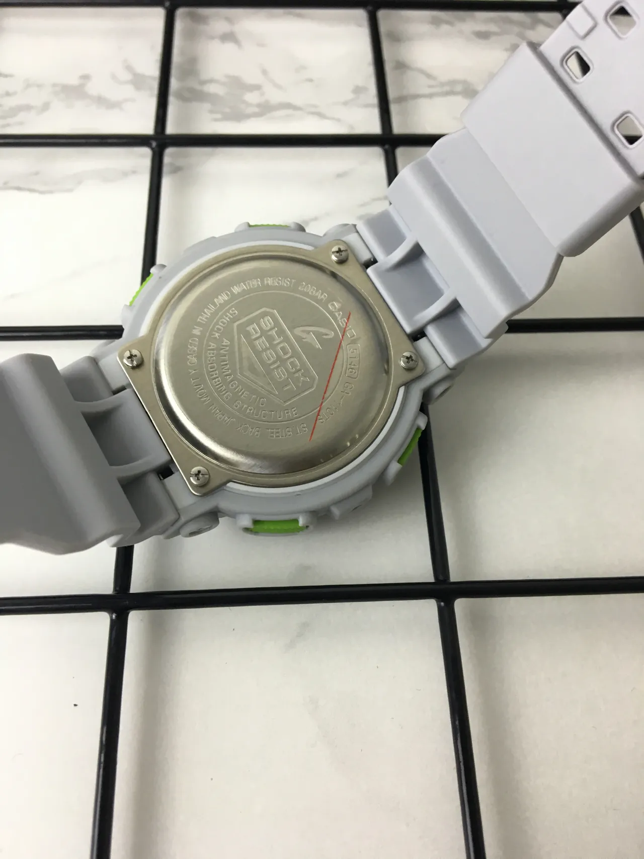 Casio G-Shock GA-100 Light Gray and Lime Green Sports Watch 5