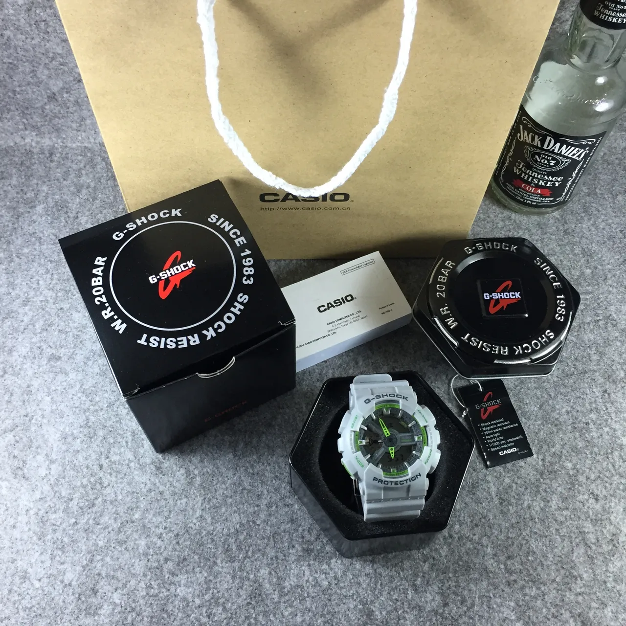 Casio G-Shock GA-100 Light Gray and Lime Green Sports Watch 7