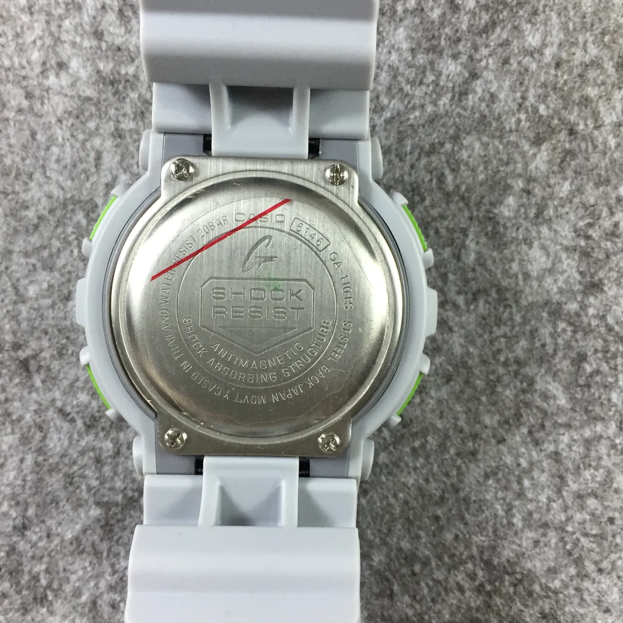 Casio G-Shock GA-100 Light Gray and Lime Green Sports Watch 9