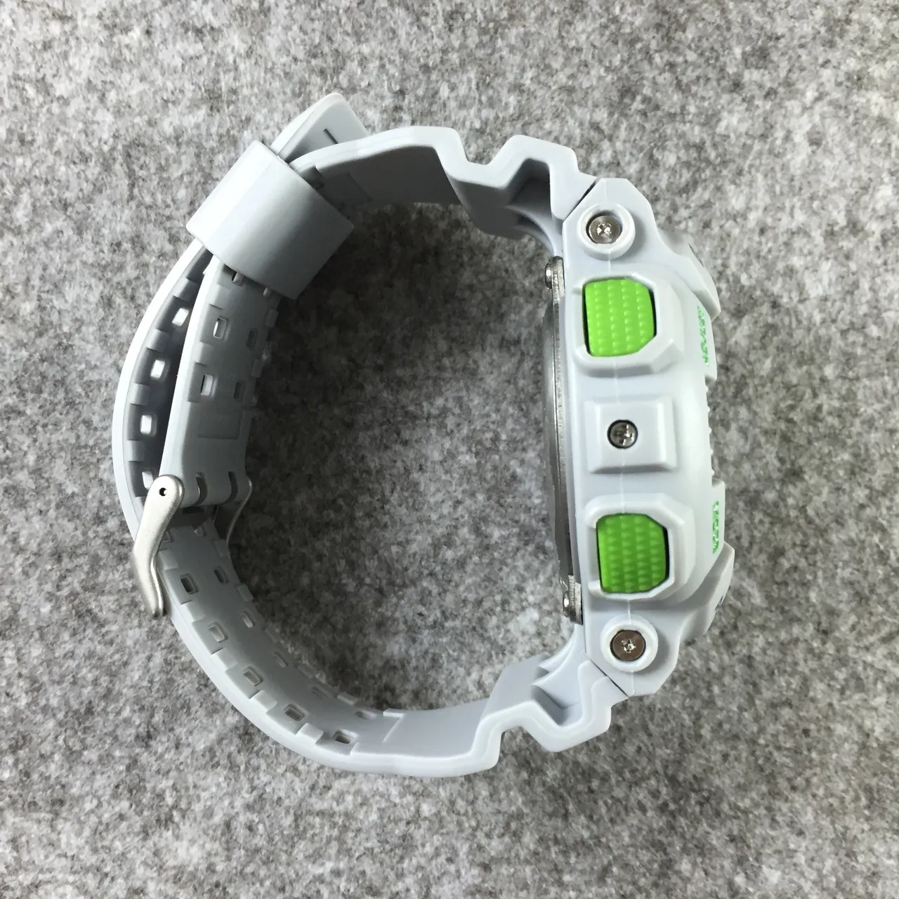 Casio G-Shock GA-100 Light Gray and Lime Green Sports Watch 10