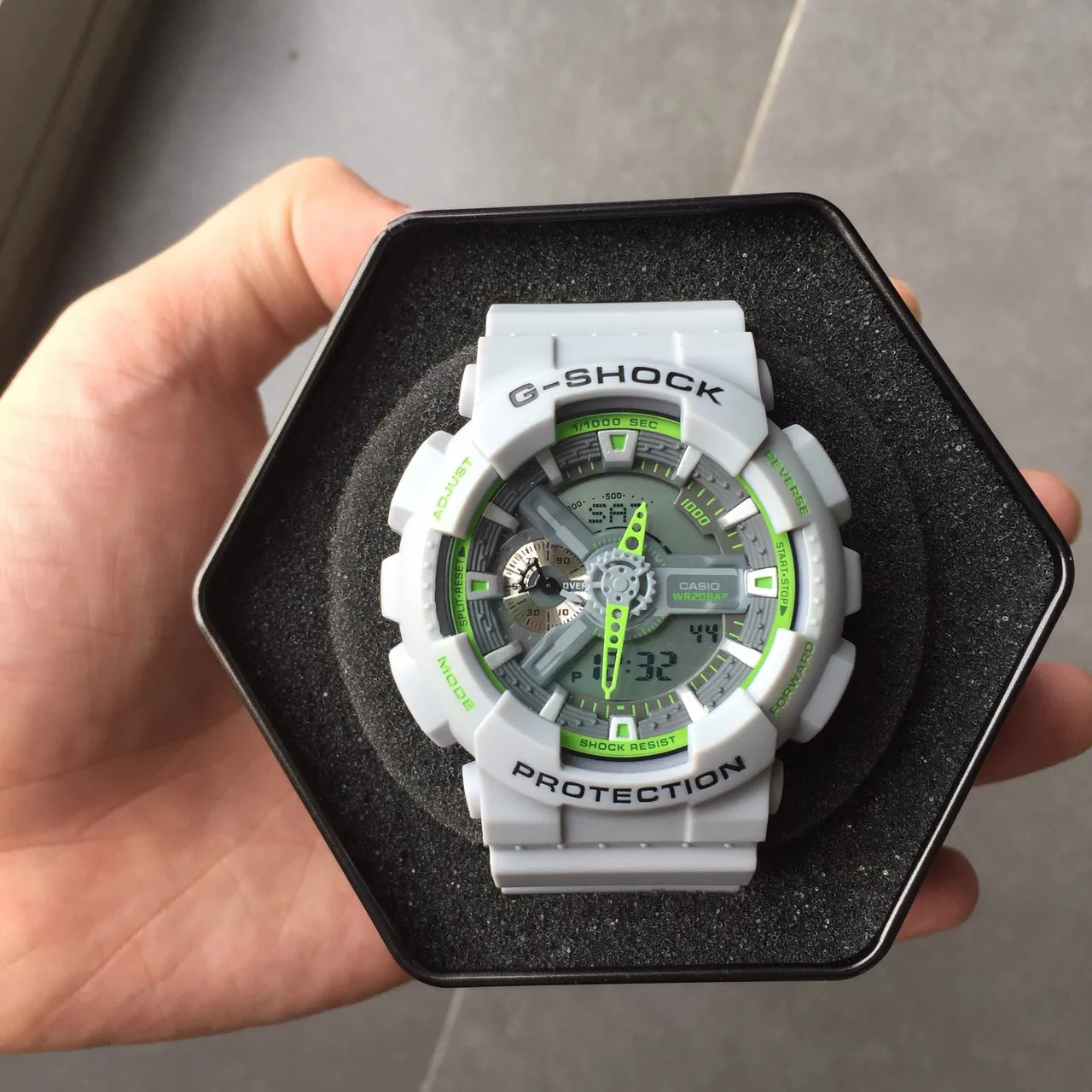 Casio G-Shock GA-100 Light Gray and Lime Green Sports Watch 14