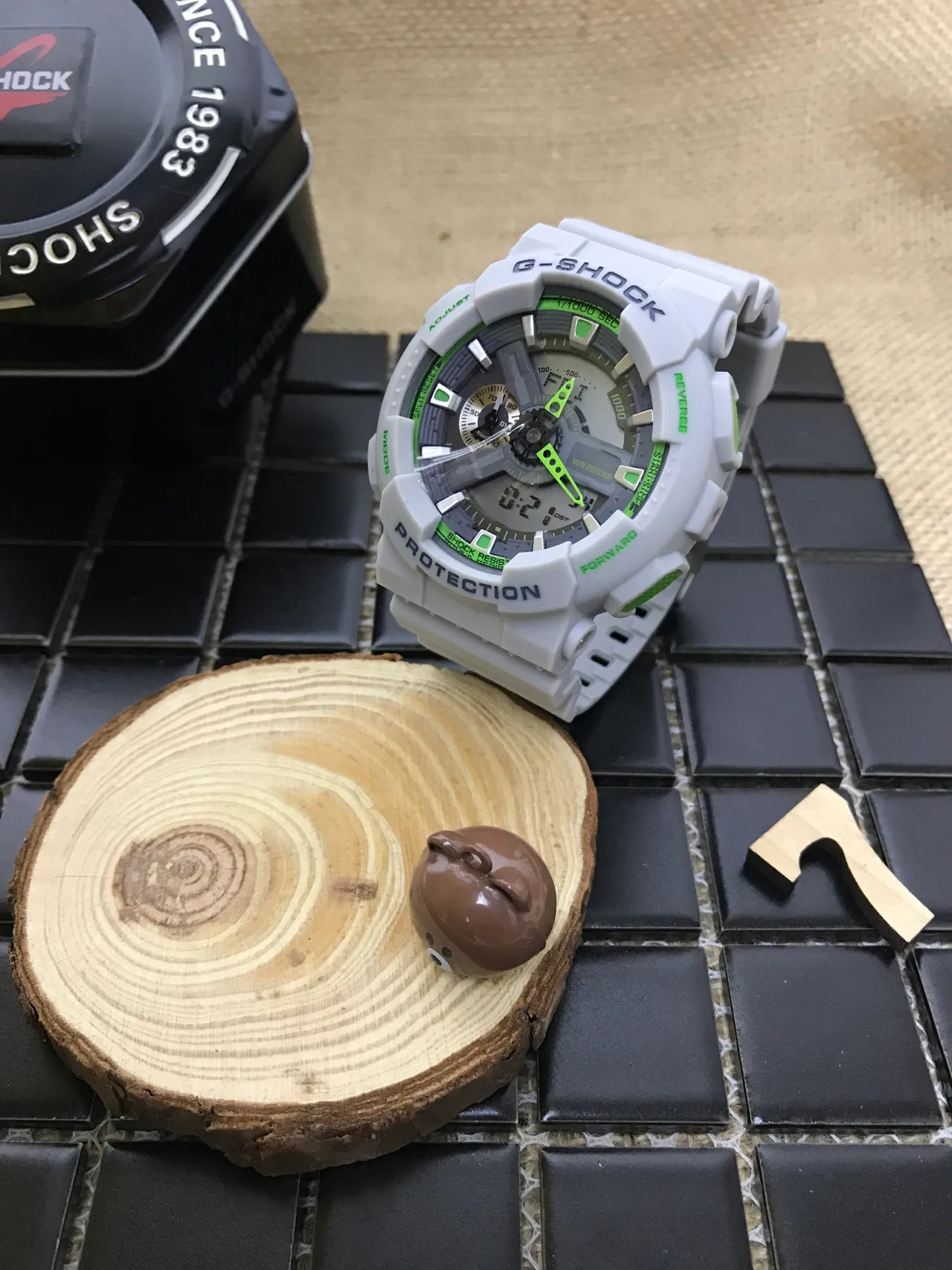 Casio G-Shock GA-100 Light Gray and Lime Green Sports Watch 17