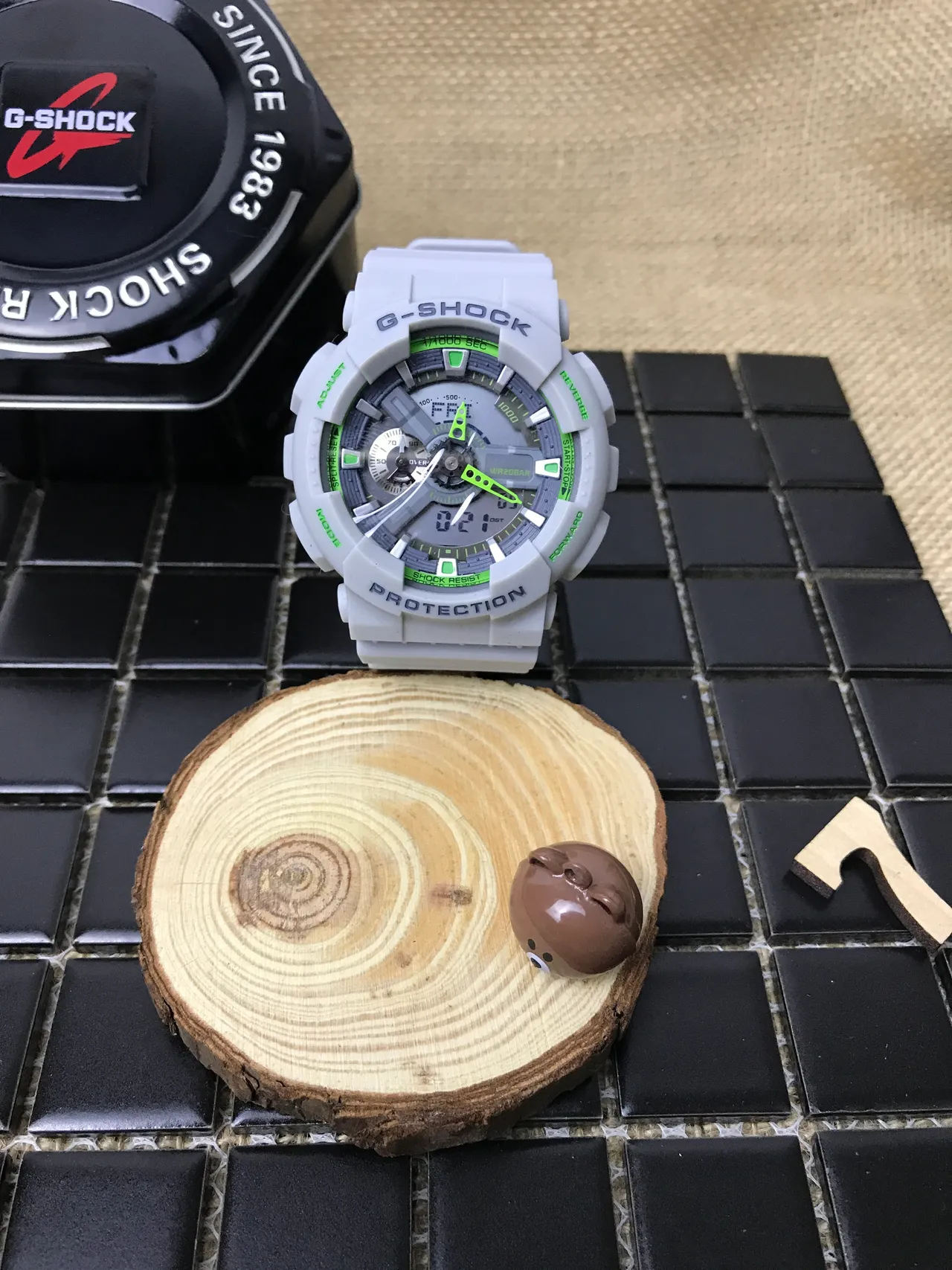 Casio G-Shock GA-100 Light Gray and Lime Green Sports Watch 18