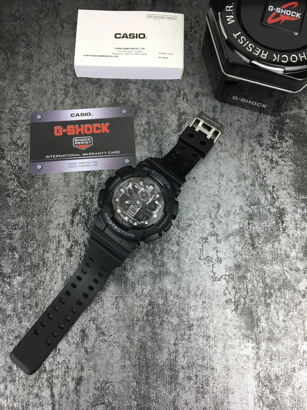 Casio G-Shock GA-100 磨砂黑树脂运动手表 6