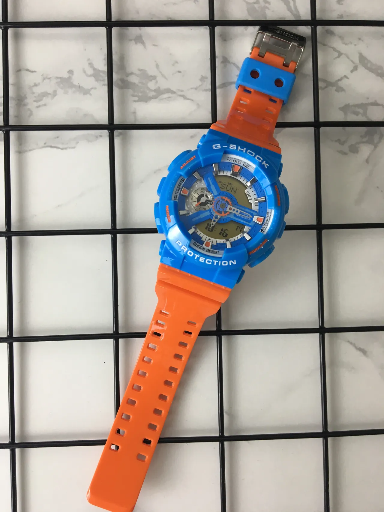 Casio G-Shock GA-110 ساعة رياضية زرقاء وبرتقالية 6