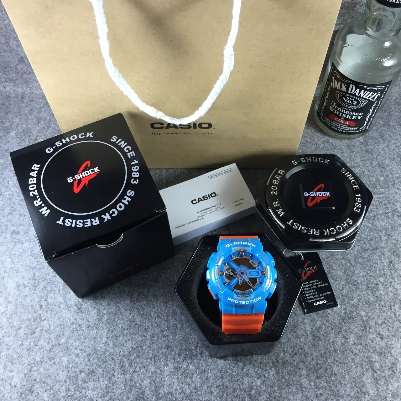 Casio G-Shock GA-110 ساعة رياضية زرقاء وبرتقالية 7