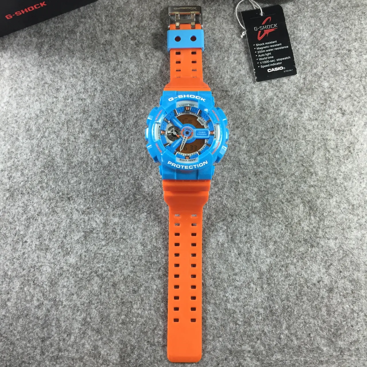 Casio G-Shock GA-110 ساعة رياضية زرقاء وبرتقالية 12