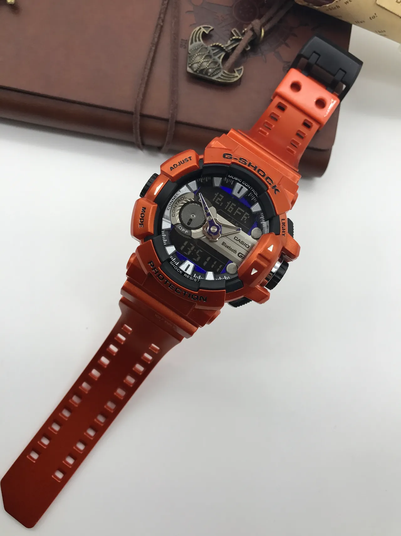 Casio G-Shock GA-2100 Bluetooth Laranja Relógio Esportivo 5