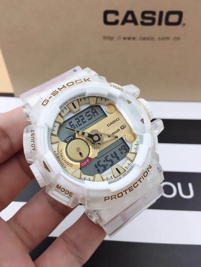 Casio G-Shock GA-B2100 पारदर्शी सफेद और सोने का खेल घड़ी 8