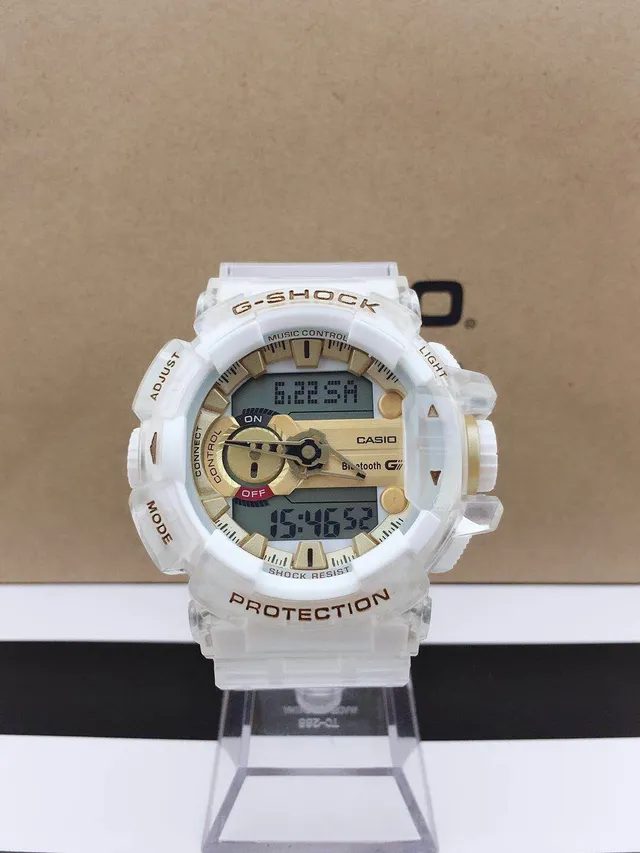 Casio G-Shock GA-B2100 पारदर्शी सफेद और सोने का खेल घड़ी 9