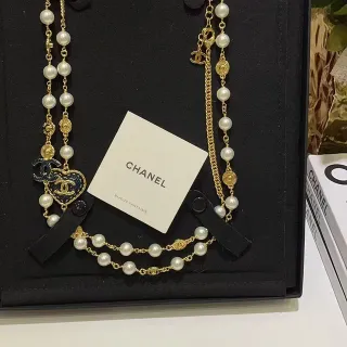 Chanel Bijoux Fantaisie Collier Or Blanc Multi-brins