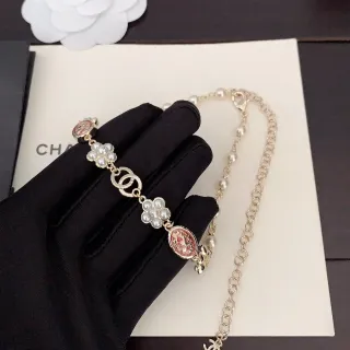 Chanel Camellia Pearl and Red Enamel Necklace