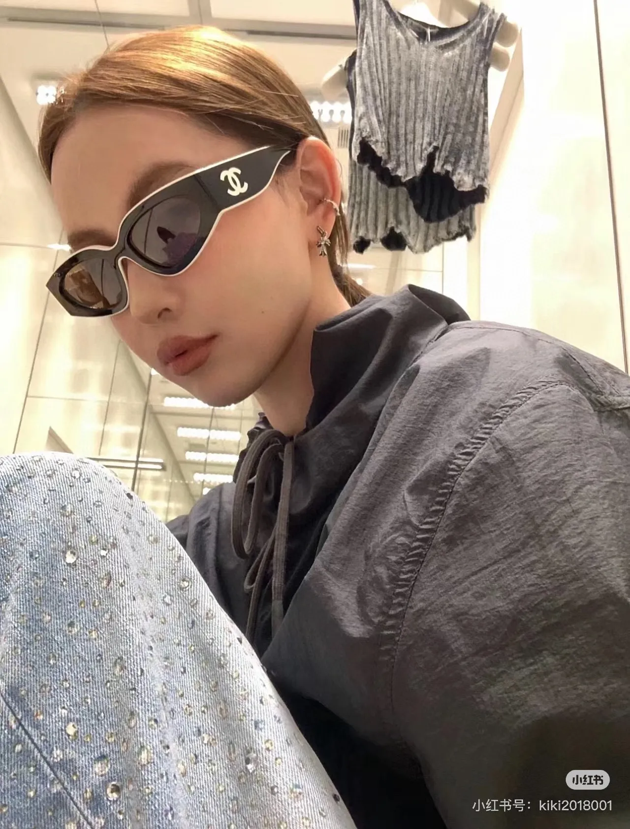 Chanel 猫眼黑米色轮廓细亚克力镜框太阳镜 6