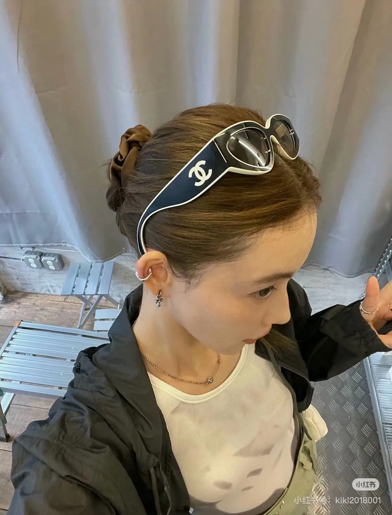 Chanel 猫眼黑米色轮廓细亚克力镜框太阳镜 8