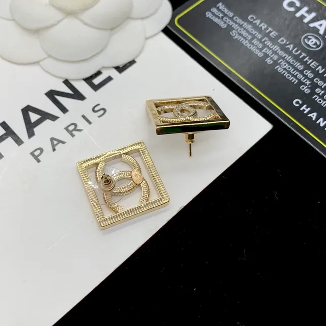 Chanel CC Square Pavé Crystal Gold-Tone Earrings 2
