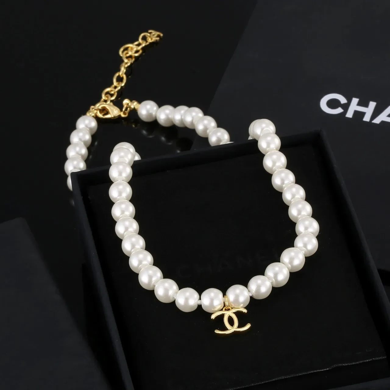 Chanel Classic Pearl Necklace White Gold Strand CC Pendant Necklace 5