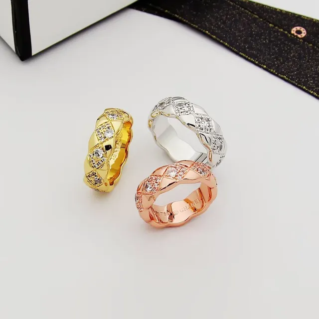 Chanel Coco Crush Quilted Diamond Pavé Rose Gold Ring 9