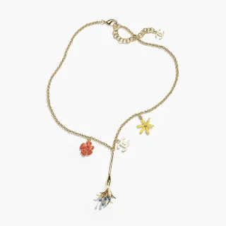 Chanel ফুলের চার্ম সোনালি টোন এনামেল নেকলেস
