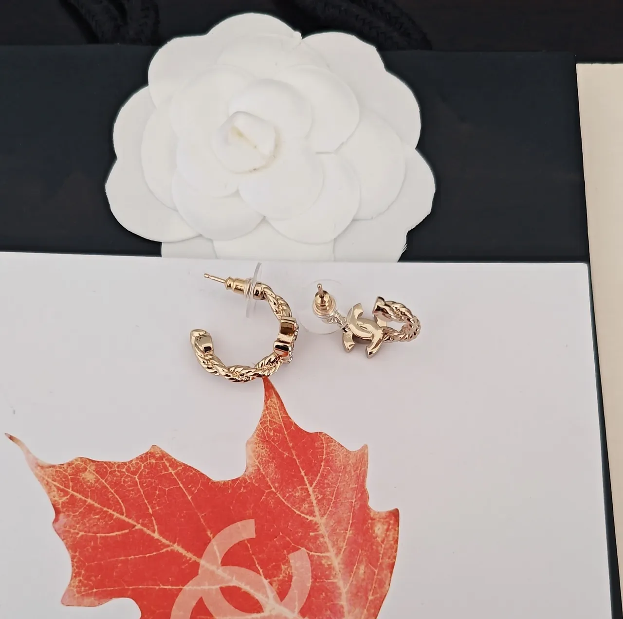 Chanel Gold Silver Pavé-Crystal Interlocking CC Logo Earrings 3