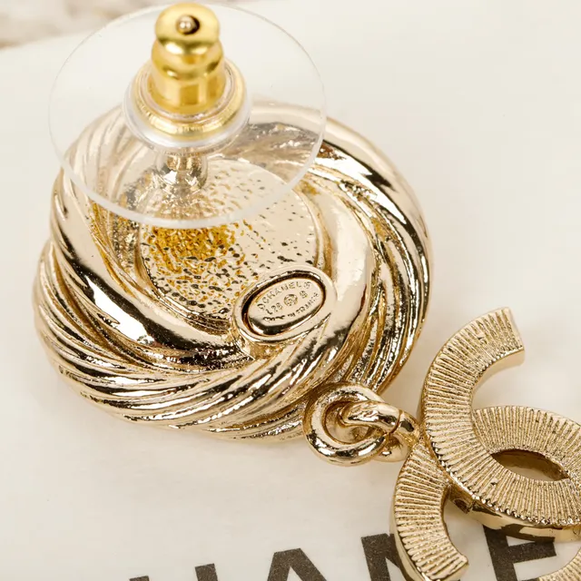 Chanel Gold Silver Twisted Spiral Top Pavé Crystal CC Logo Earrings 2