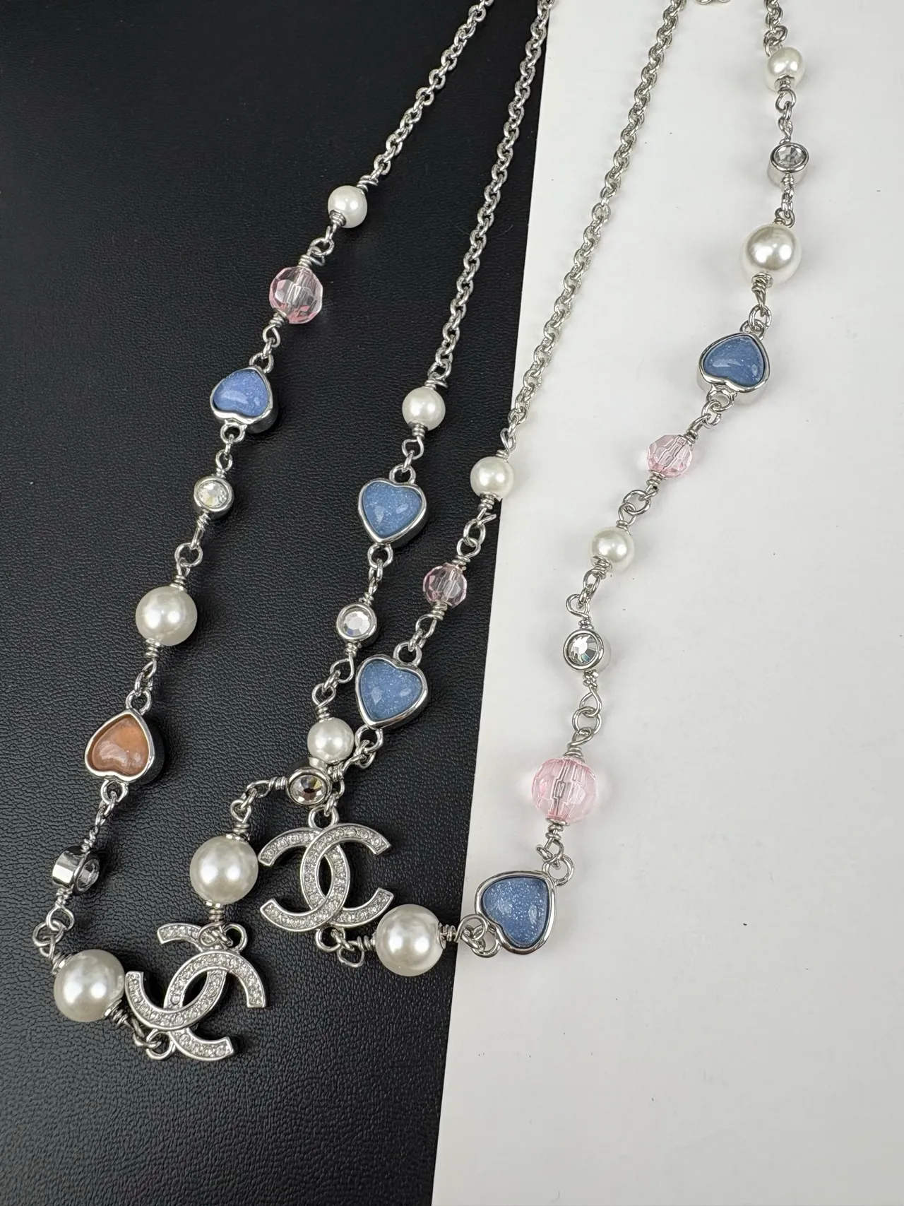Chanel Layered Pearl and Heart Bead Necklace 2