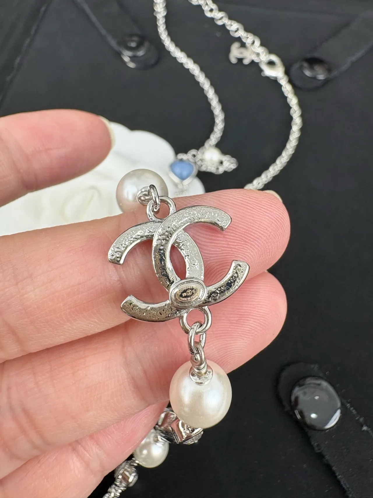 Chanel Layered Pearl and Heart Bead Necklace 4